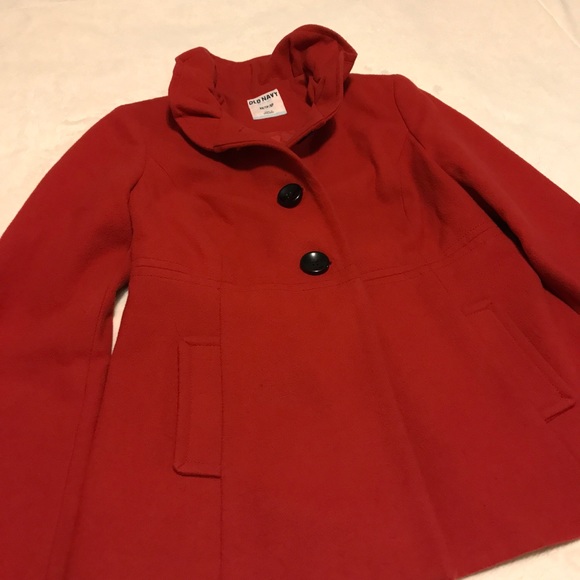 Red Pea Coat w/ Ruffle Collar! - Picture 6 of 7